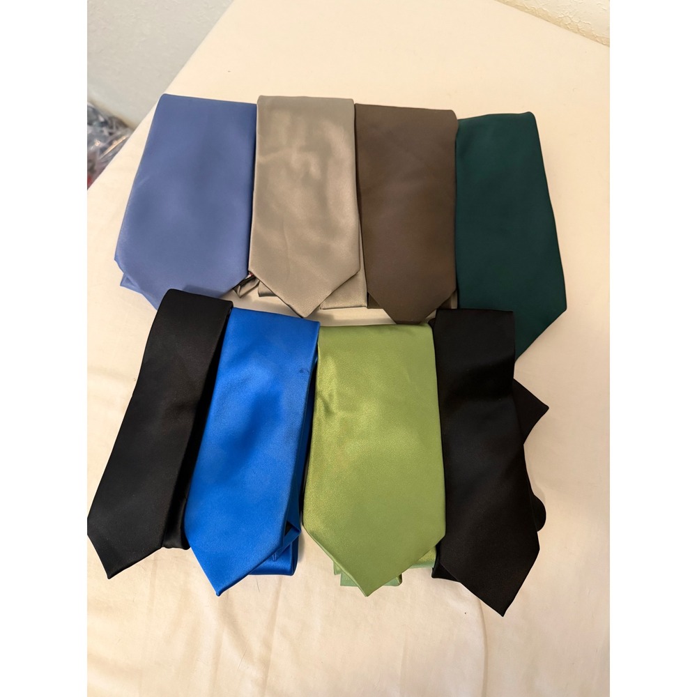 Mens Necktie Lot 8pc Nicole Miller Pierre Cardin Silk Satin Solid Multi Color